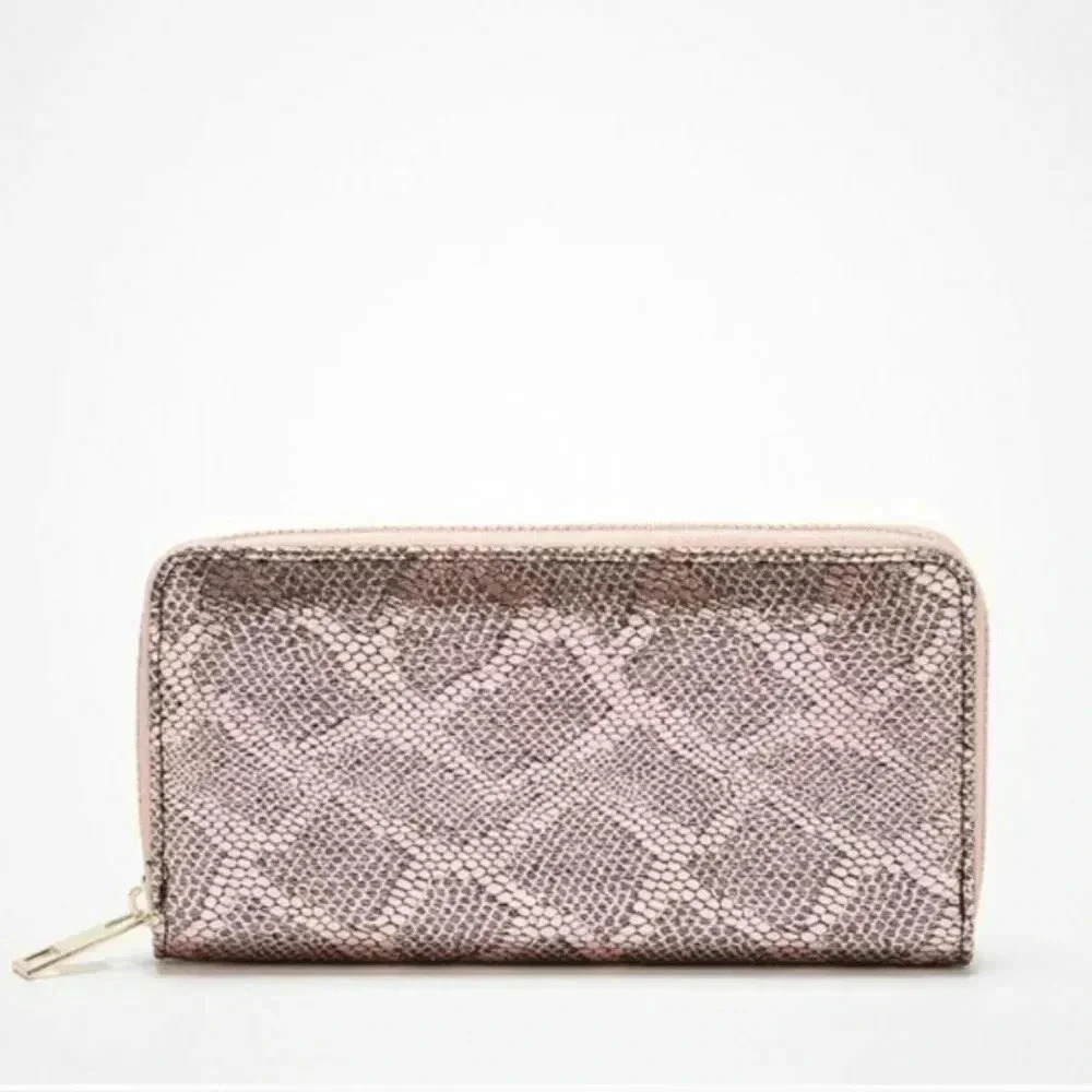 Rose Pink Pyton Mattalic Wallet‎